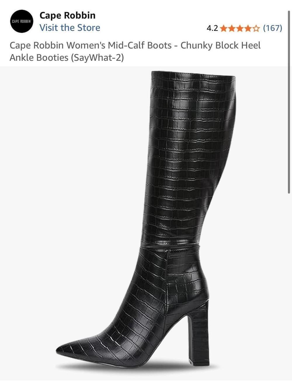 Cape Robbin Women's Mid-Calf Black Chunky Block Heel Ankle Boots Size 9